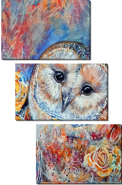 Модульная картина Сова с розами