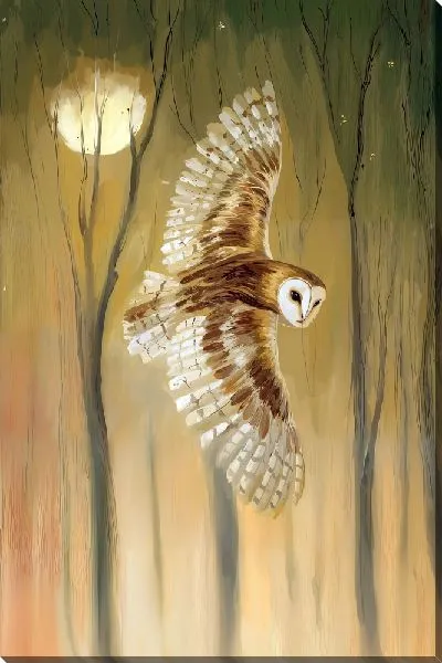 Картина маслом Вечерний полет совы