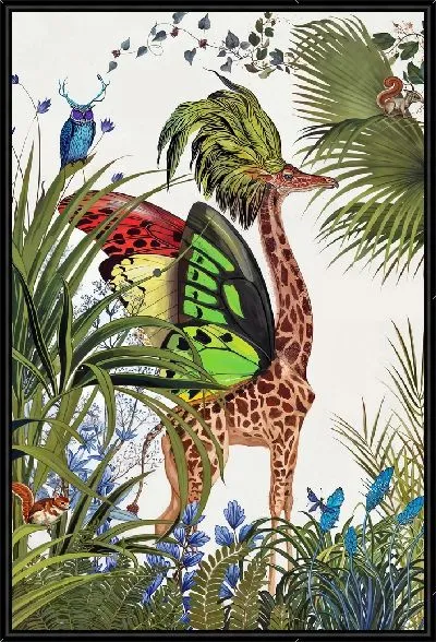 Картина Жираф и бабочка с совой