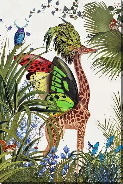 Постер Жираф и бабочка с совой