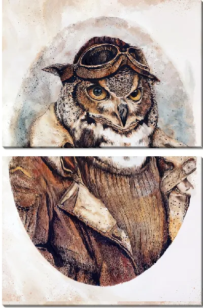 Модульная картина Сова-летчик