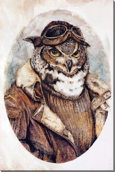 Картина маслом Сова-летчик