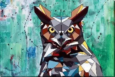 Картина маслом Сова в полигональном стиле