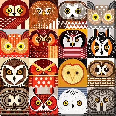 Картина маслом 16 сов