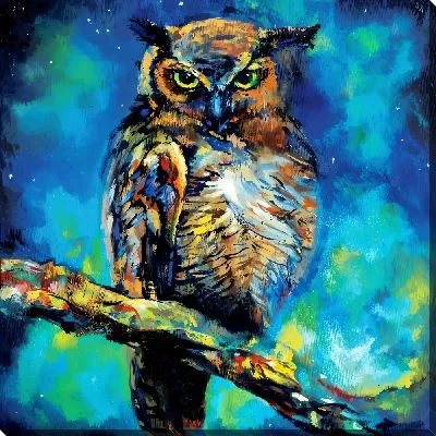 Картина маслом Пузатая сова на ветке