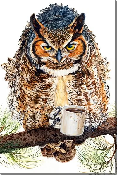 Постер Сова и кофе