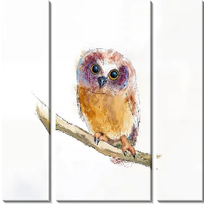 Модульная картина Совенок на ветке