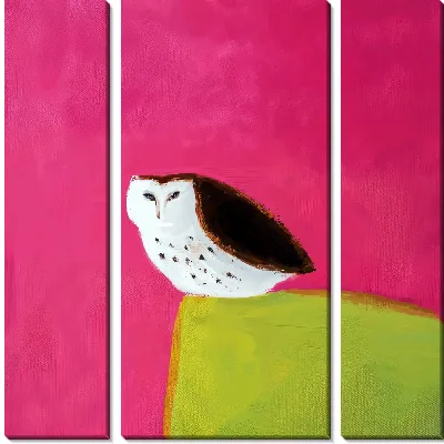 Модульная картина Сова на розовом фоне