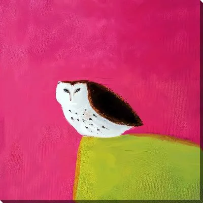 Картина маслом Сова на розовом фоне