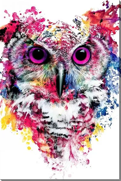 Картина маслом Сова с розовыми глазами