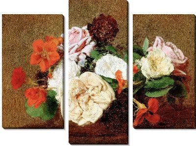 Модульная картина Розы и настурции в вазе (Roses and Nasturtiums in a Vase)
