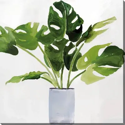 Картина маслом Листья монстеры в вазе