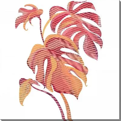 Картина маслом Розовые листья монстеры