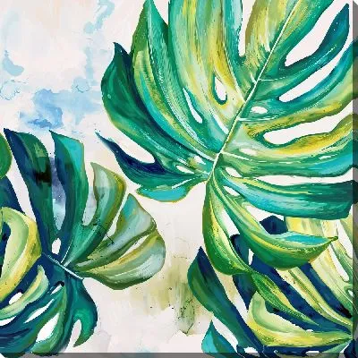 Картина маслом Монстера в акварельном стиле №2