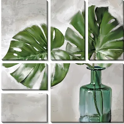 Монстера в прозрачной вазе