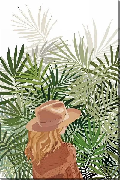 Картина маслом Девушка и монстера