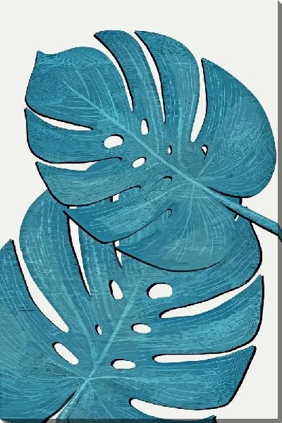 Картина маслом Листья монстеры на розовом фоне