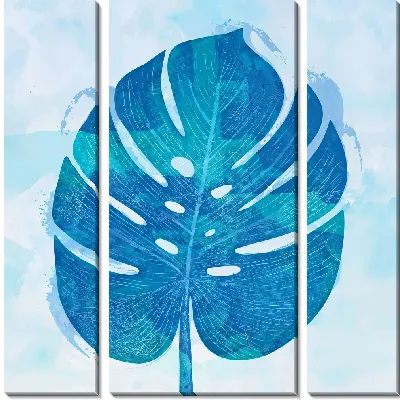 Модульная картина Голубой лист монстеры