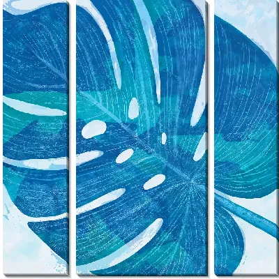 Модульная картина Голубой лист монстеры №2