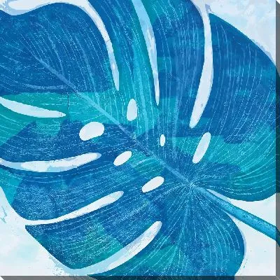 Картина маслом Голубой лист монстеры №2