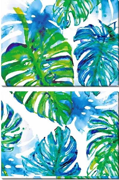 Модульная картина Композиция с пальмовыми листьями монстеры
