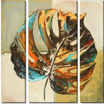 Модульная картина Винтажная композиция с монстерой №3