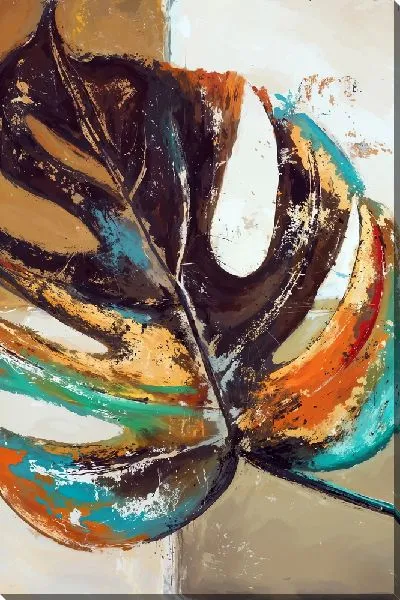 Картина маслом Винтажная композиция с монстерой №8