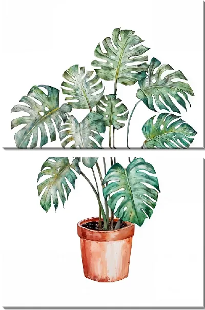 Модульная картина Монстера в горшке