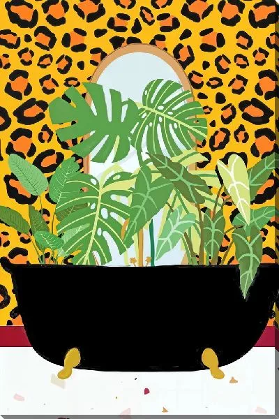 Картина маслом Монстера в черной ванне