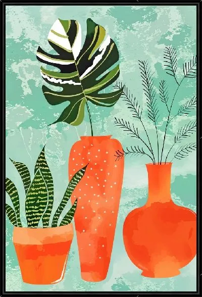 Картина Кашпо с растениями и монстерой