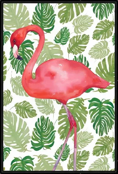 Картина Фламинго на фоне монстеры