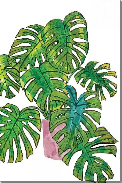 Картина маслом Монстера в розовом кашпо №4