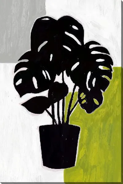 Картина маслом Композиция с черной монстерой