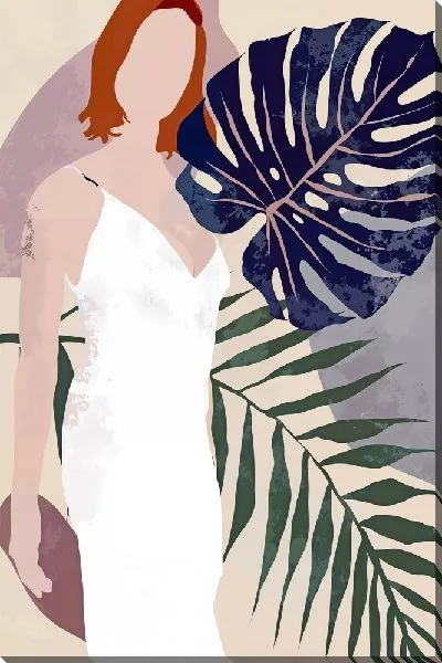 Картина маслом Девушка и монстера №3