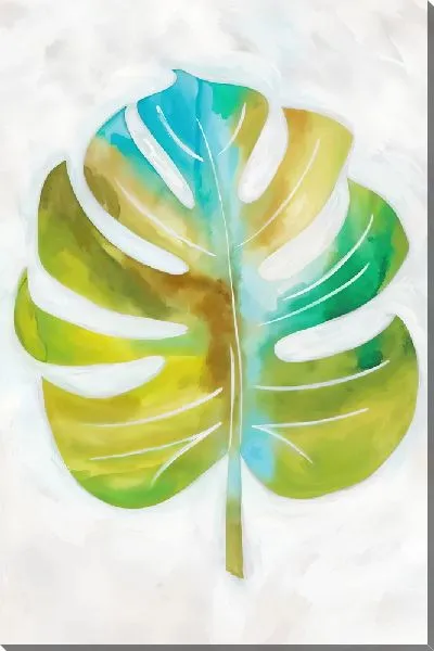 Картина маслом Монстера на мраморном фоне