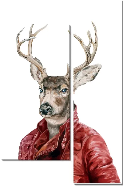 Модульная картина Олень в красной куртке