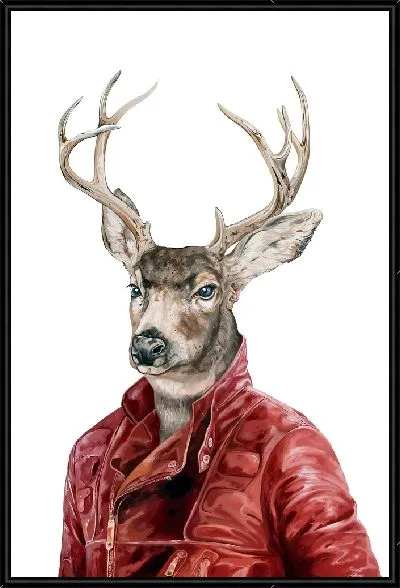 Картина Олень в красной куртке
