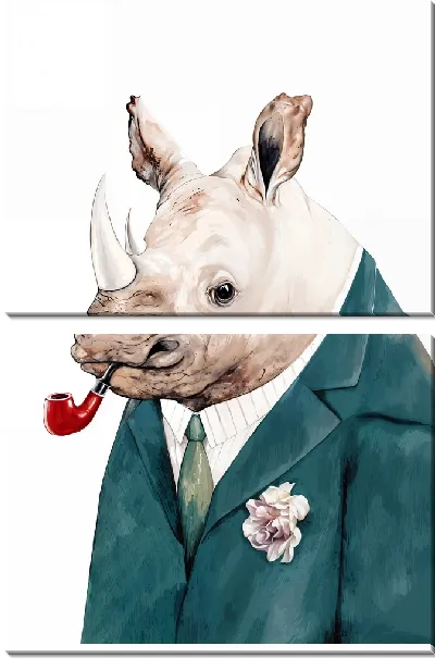 Модульная картина Носорог в пиджаке