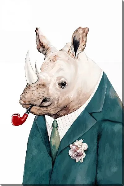 Постер Носорог в пиджаке