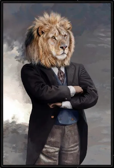 Картина Лев к классическом костюме