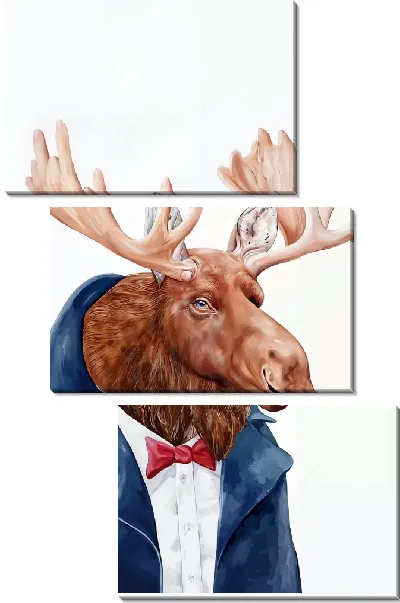 Модульная картина Лось в костюме