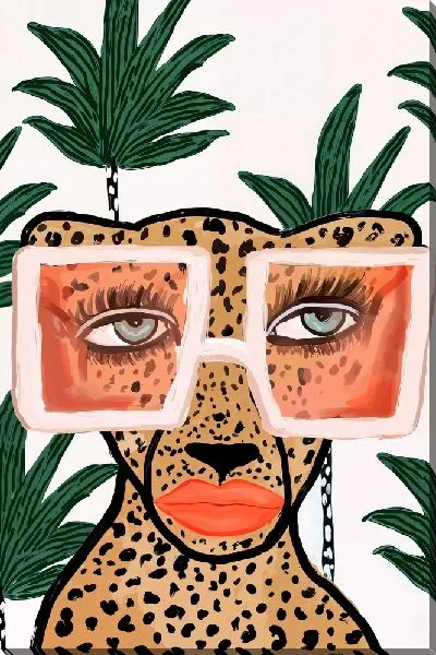 Картина маслом Леопард в розовых очках