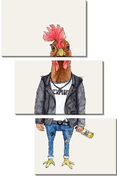 Модульная картина Петух в джинсах