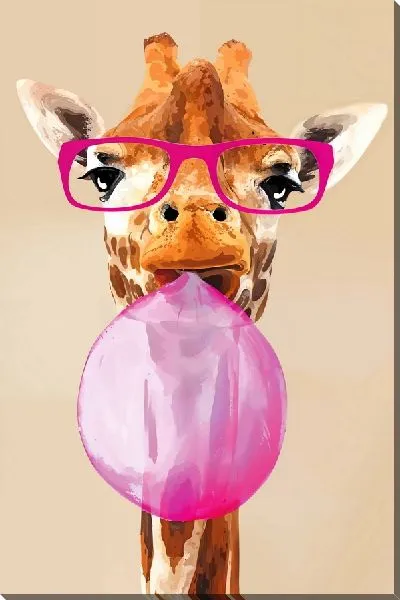 Картина маслом Жираф в очках с жвачкой