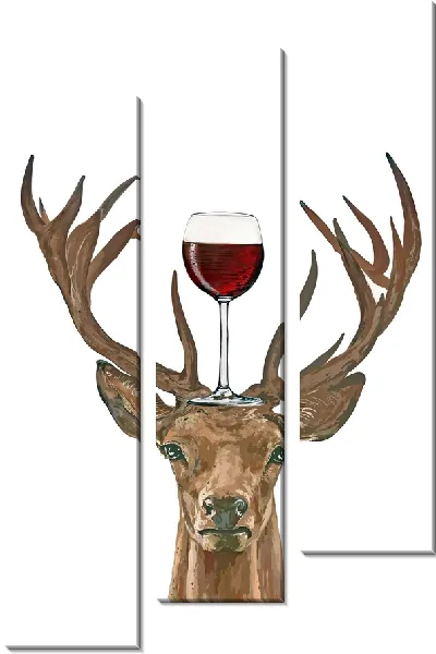 Модульная картина Олень с вином