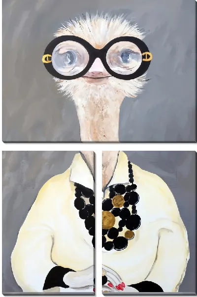 Модульная картина Страус-модница