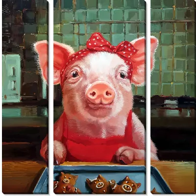 Модульная картина Поросенок выпекает