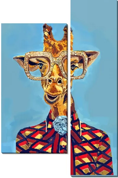 Модульная картина Модный жираф в очках