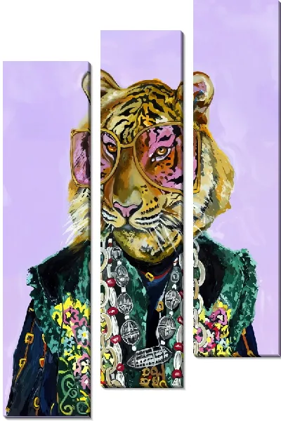 Модульная картина Модный тигр в стиле рэп
