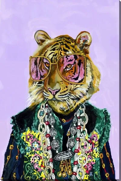 Картина маслом Модный тигр в стиле рэп